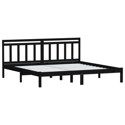 vidaXL Estructura de cama de madera maciza negra super king 180x200 cm