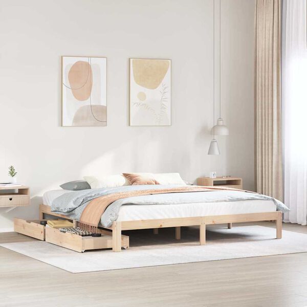 vidaXL Estructura de cama con cajones madera maciza de pino 200x200 cm