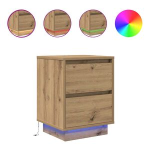 vidaXL Mesitas de noche con luces LED 2 uds roble artisan 38x34x50 cm