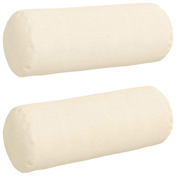 vidaXL Cojines Bolster 2 pcs Crema &Oslash; 25 x 70 cm Tela de pana