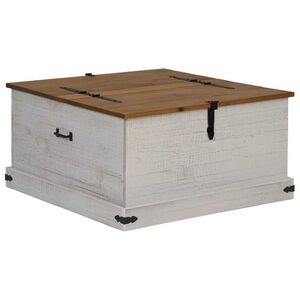 vidaXL Ba&uacute;l de almacenamiento HALDEN blanco 91x91x47 cm madera maciza