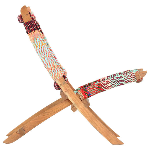 vidaXL Silla chindi plegable de tela multicolor