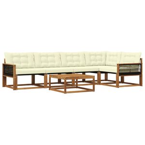 vidaXL Conjunto de sof&aacute;s de exterior con coj&iacute;n 6 pcs Natural y Crema