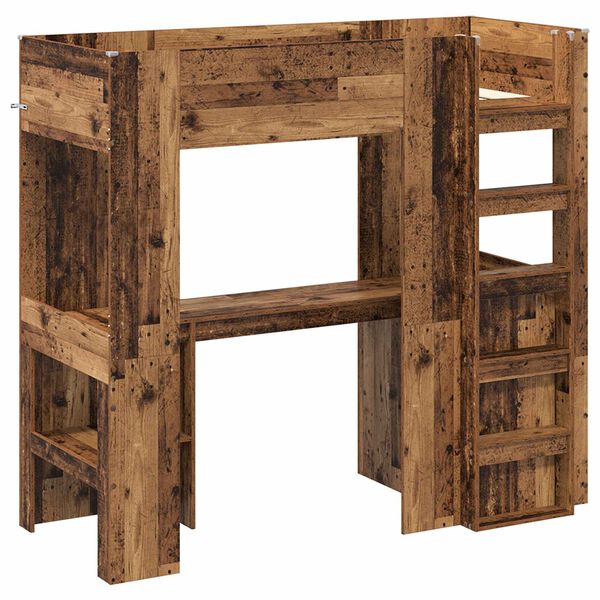 vidaXL Estructura de litera con escritorio Madera vieja 75 x 190 cm
