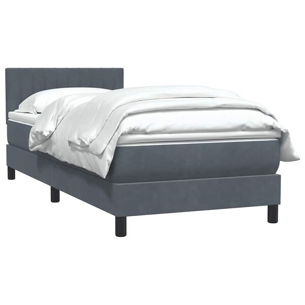 vidaXL Cama box spring con colch&oacute;n terciopelo gris oscuro 80x220 cm