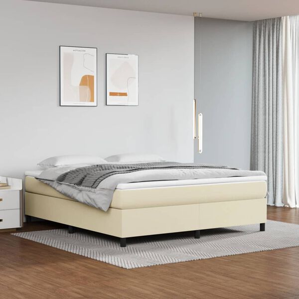 vidaXL Estructura de cama con somier cuero sint&eacute;tico crema 160x200 cm