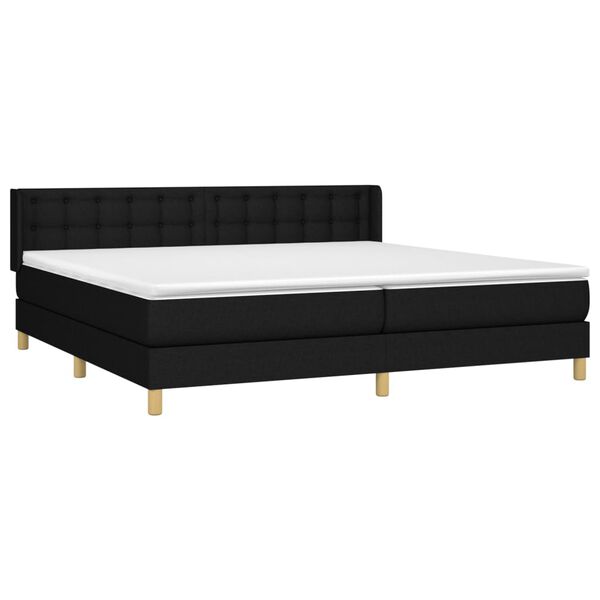 vidaXL Cama box spring con colch&oacute;n tela negro 160x200 cm