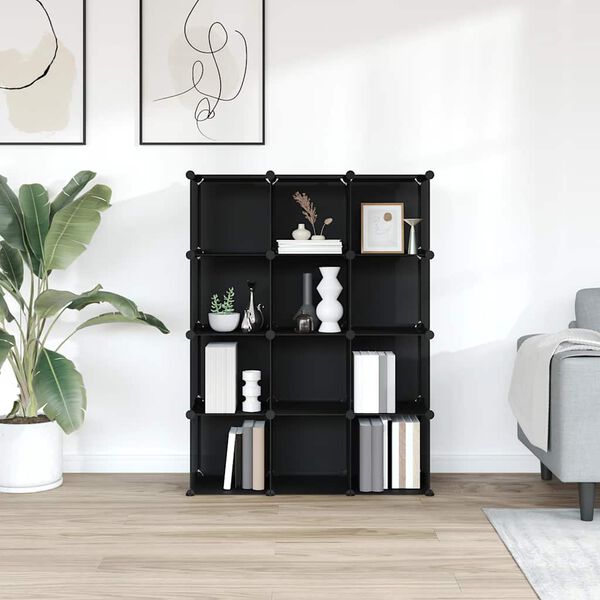 vidaXL Estanter&iacute;a de cubos con 12 compartimentos negro PP