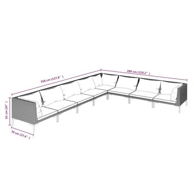 vidaXL Set sofás de jardín 8 pzas cojines ratán sintético gris oscuro