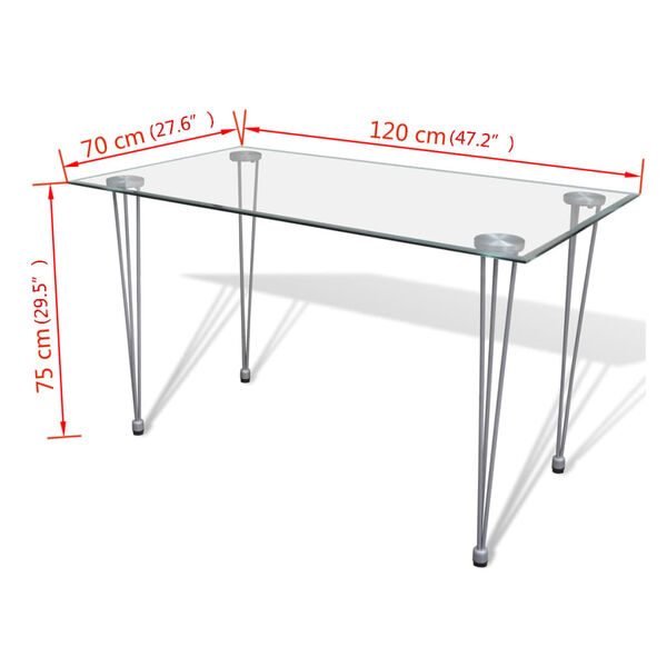 vidaXL Mesa de comedor con superficie de vidrio transparente