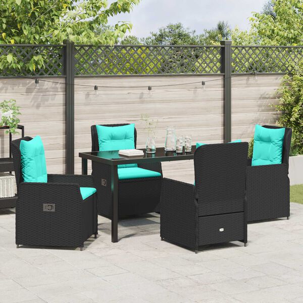 vidaXL Conjunto de Comedor de Jard&iacute;n 5 pcs Negro Polirat&aacute;n