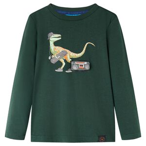vidaXL Camiseta infantil de manga larga verde oscuro 92