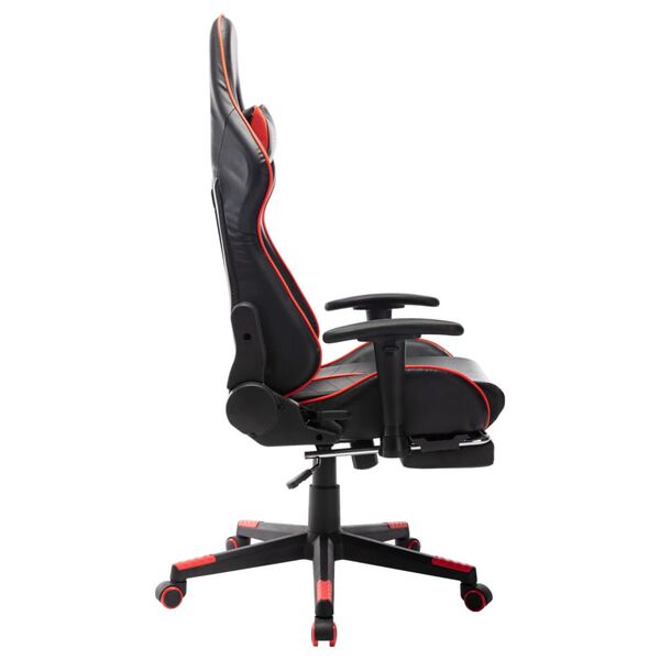 vidaXL Silla de gaming con reposapiés cuero sintético negro y rojo