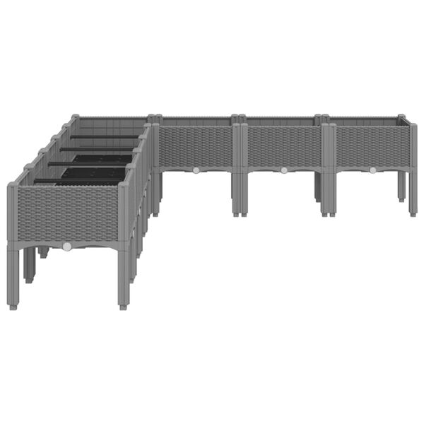 vidaXL Jardinera con patas PP gris claro 200x160x42 cm
