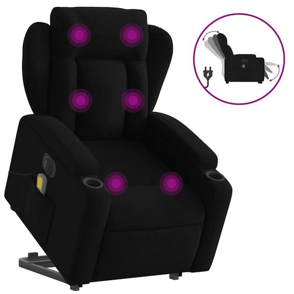 vidaXL Sill&oacute;n de masaje el&eacute;ctrico reclinable elevable tela negro