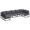 vidaXL Conjunto de sof&aacute;s de jard&iacute;n 7 uds. Negro Aluminio