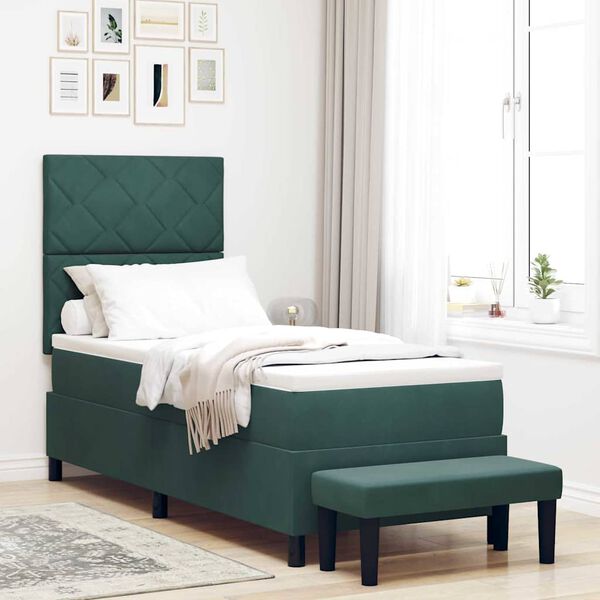 vidaXL Cama tipo Box Spring Verde oscuro 80 x 200 cm Terciopelo