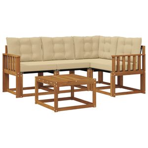 vidaXL Conjunto de sof&aacute;s de exterior con coj&iacute;n 5 pcs Natural y Beige