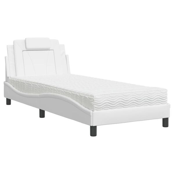 vidaXL Cama Viana con colchón cuero sintético blanco 90x190 cm