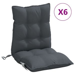 vidaXL Cojines de silla respaldo bajo 6 uds tela Oxford gris antracita