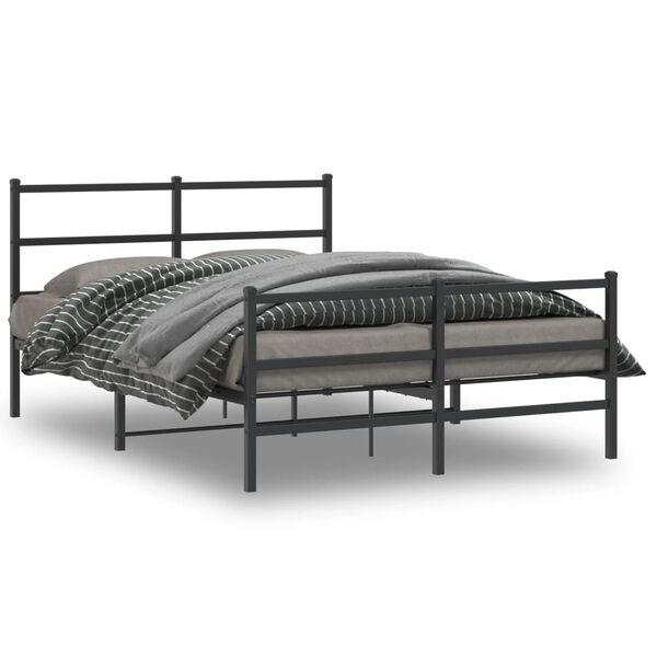 vidaXL Estructura cama sin colch&oacute;n con estribo metal negro 140x190 cm