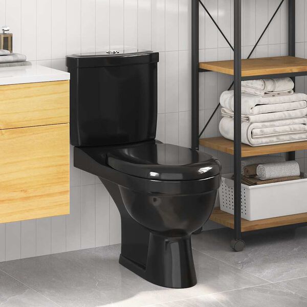 vidaXL Inodoro WC con cisterna negro