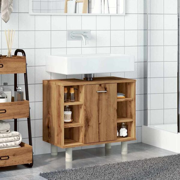 vidaXL Armario de ba&ntilde;o madera contrachapada roble artisan 60x32x53,5cm