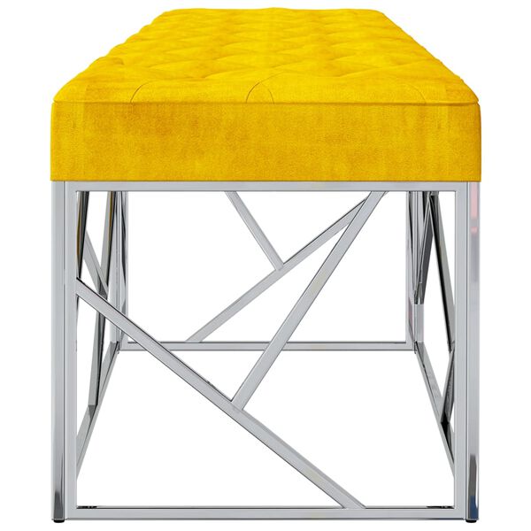 vidaXL Banco de terciopelo y acero inoxidable amarillo mostaza 97 cm