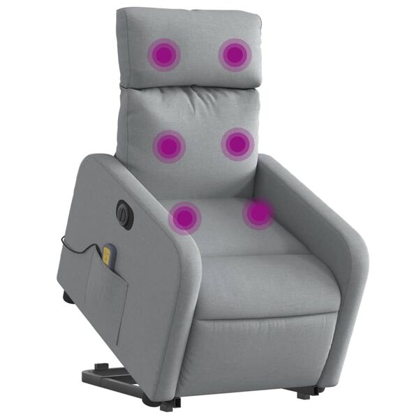 vidaXL Sillón de masaje eléctrico reclinable elevable tela gris claro