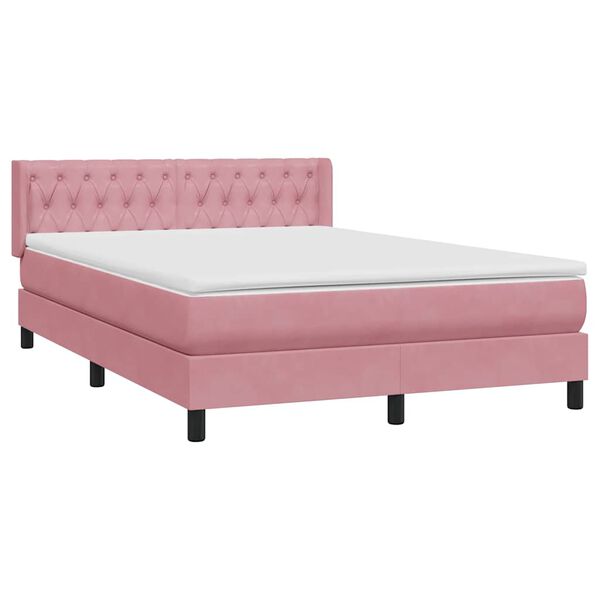 vidaXL Cama box spring con colch&oacute;n terciopelo rosa 140x220 cm