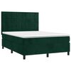 vidaXL Cama box spring colch&oacute;n y LED terciopelo verde oscuro 140x190cm