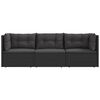vidaXL Set de muebles de jard&iacute;n 3 pzas y cojines rat&aacute;n sint&eacute;tico negro