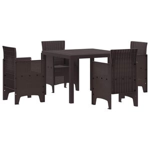 vidaXL Conjunto de Comedor de Jard&iacute;n 5 pcs Marr&oacute;n Polipropileno