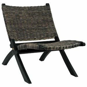 vidaXL Silla de rat&aacute;n kubu natural y madera maciza de caoba negra