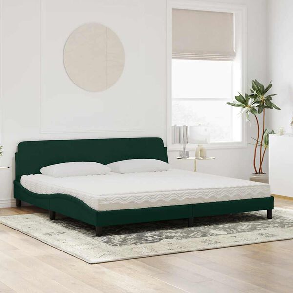 vidaXL Cama con colch&oacute;n Dover terciopelo verde oscuro 200x200 cm