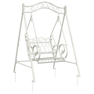 vidaXL Banco Columpio Acero 113 x 121,5 x 168 cm Blanco antiguo