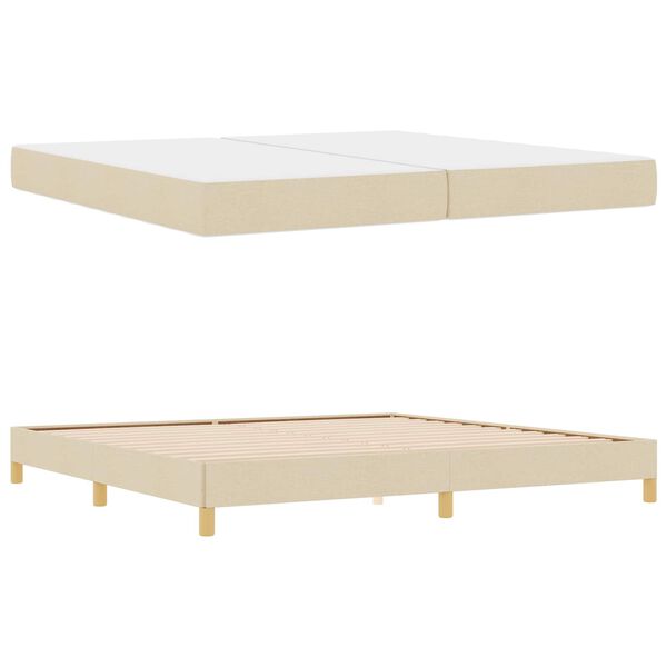 vidaXL Cama tipo Box Spring con colch&oacute;n Crema 200 x 200 cm tela