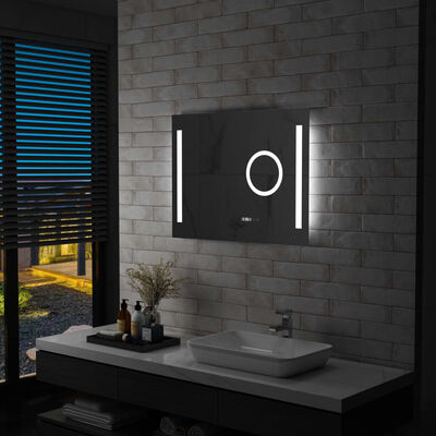 vidaXL Espejo de pared de baño con LED y sensor táctil 80x60 cm