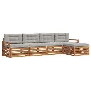 vidaXL Conjunto de sof&aacute;s de exterior 5 pcs Gris Natural y Claro