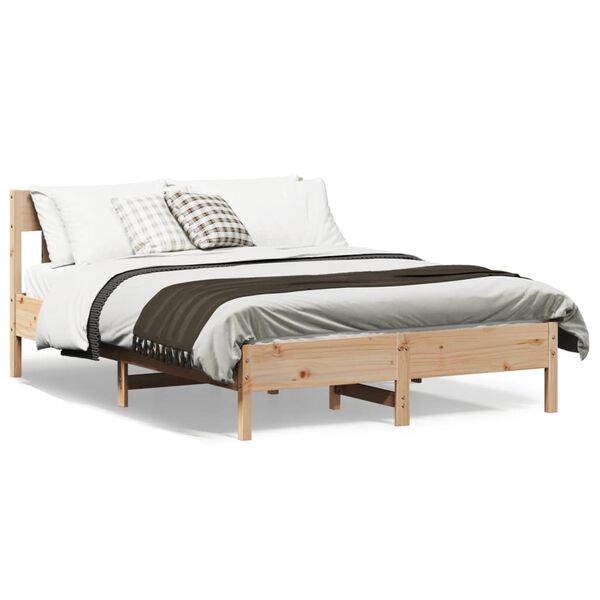 vidaXL Estructura de cama sin colch&oacute;n madera de pino blanca 140x200 cm