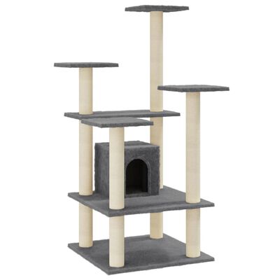 vidaXL Rascador para gatos con postes de sisal gris oscuro 110 cm