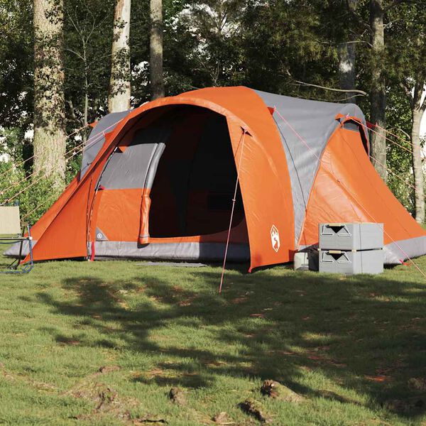 vidaXL Tienda familiar con cúpula impermeable 6 personas gris naranja