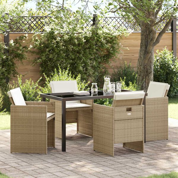 vidaXL Conjunto de Comedor de Jard&iacute;n 5 pcs Beige rat&aacute;n sint&eacute;tico