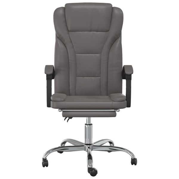 vidaXL Silla de oficina reclinable cuero sint&eacute;tico gris