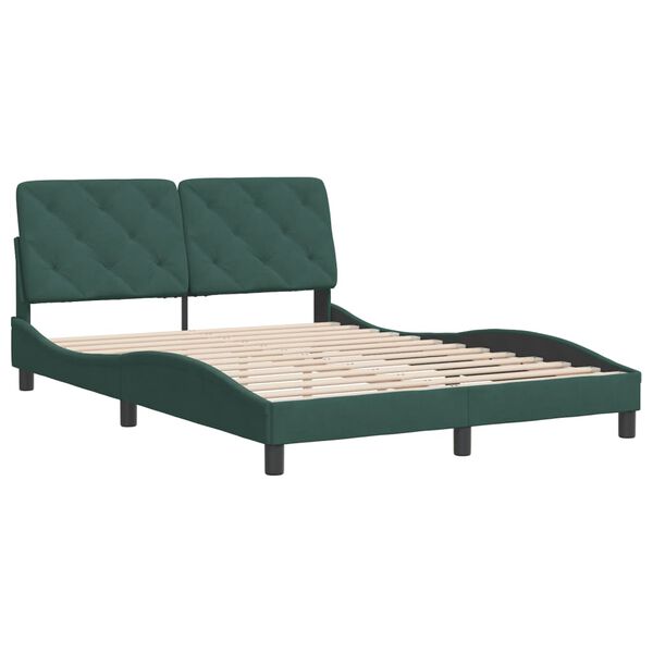 vidaXL Estructura cama sin colch&oacute;n terciopelo verde oscuro 140x200 cm