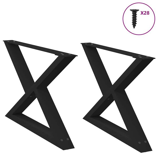 vidaXL Patas para mesa de centro (2 unidades), color negro, 70 x (42-43,3) cm, acero