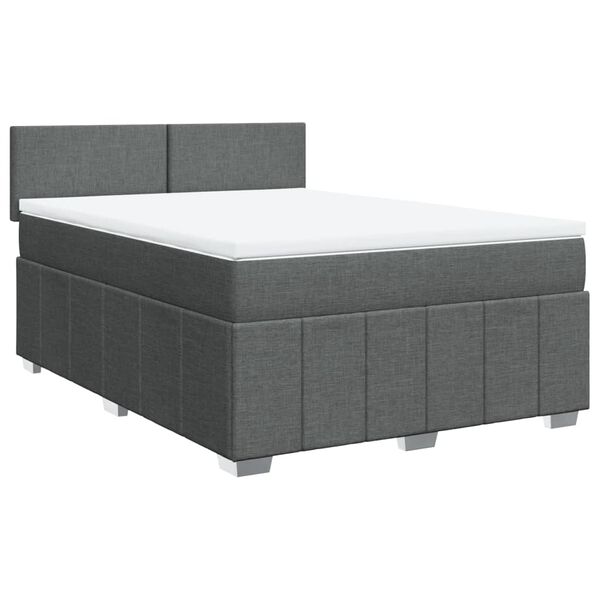 vidaXL Cama box spring con colch&oacute;n tela gris oscuro 160x200 cm