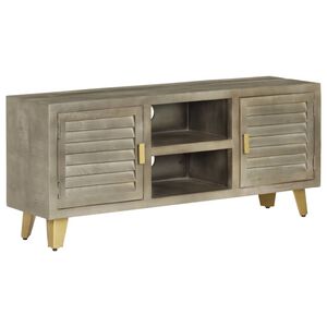 vidaXL Mueble para TV madera maciza mango con lat&oacute;n gris 110x30x48 cm