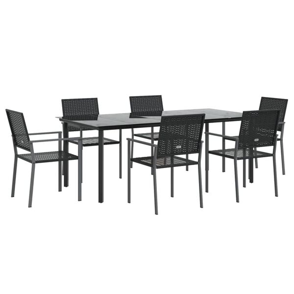 vidaXL Juego de comedor para jard&iacute;n 7 piezas rat&aacute;n sint&eacute;tico y acero