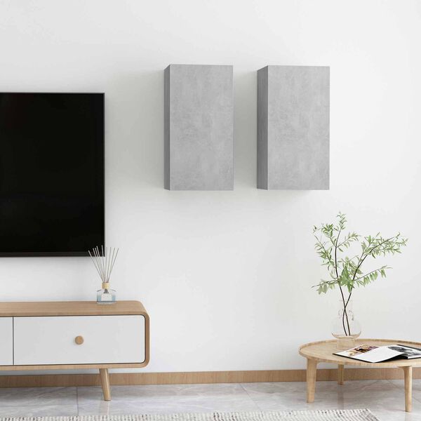 vidaXL | Mueble para TV de Pared | 2 pcs Gris hormig&oacute;n 30.5 x 30 x 60 cm